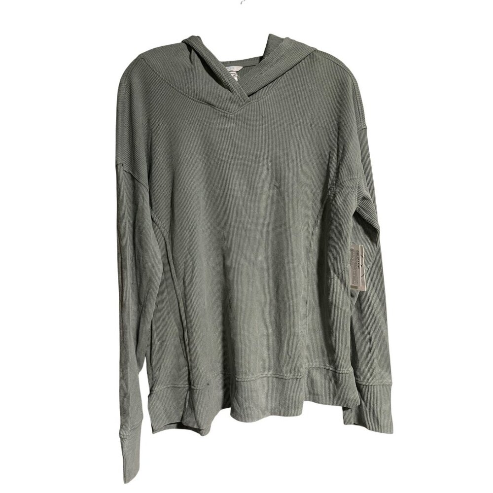 Jockey Vintage Washed Waffle Pullover Hooded Top Size M Chinois Green